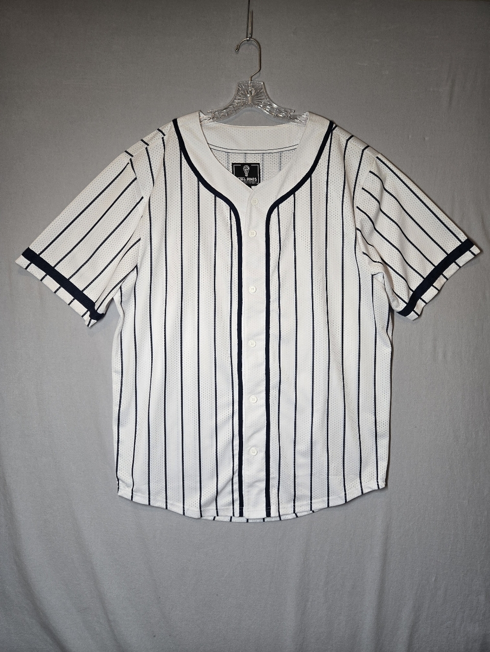 Rebel Minds Baseball Jersey Shirt Men's XL White Navy Stripe